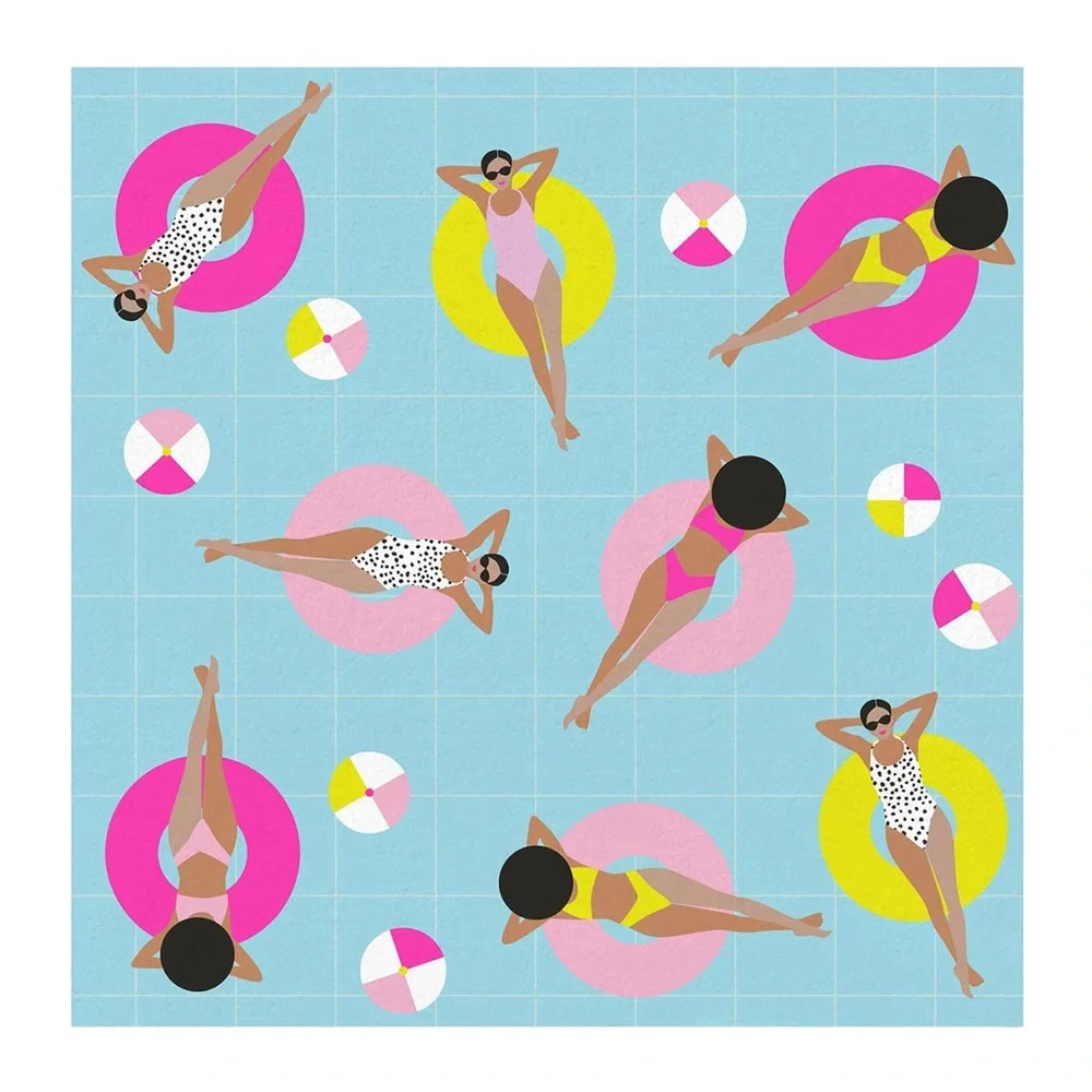 Slant Beverage Napkins - Pool Girls - 4 packs of 20 each = 80 total - NWT